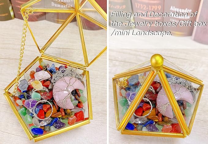 7 Chakra Mixed Crystal Polished Aquarium Gravel Stones Tumbled Stone Rocks Colorful Crushed Reiki Healing Crystals Quartz Home Betta Fish Tank Succulent Vase Filler Landscape Bottom Ornament 0.6lbs