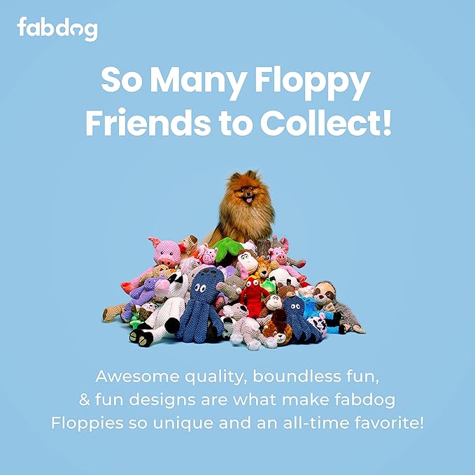 fabdog Floppies Plush Dog Toy - Cute & Durable Squeaky Dog Toys - Best Squeak Toy for Puppies and All Breeds | Ideal Pet Gift| Small Fox