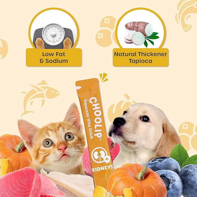 Squeeze Vita Stick Lickable Cat and Dog Treats – 7-Count Kidney Support Sticks with Multivitamins, Soft Squeezable Paste for All Life Stages, Supporting Kidney Health