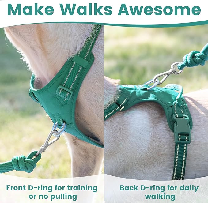 No Pull Dog Harness, Reflective Puppy Vest for Small Medium Large Sized Dog(MARRS Green,M)