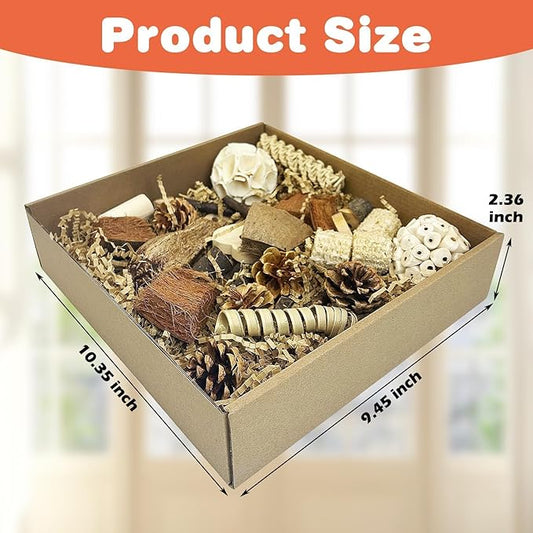 PINVNBY Bird Toys Natural Parrot Shredding Toy Interactive Bird Foraging Box and Chewing Toys for Conure Parakeet Budgie Cockatiel Lovebird Small-Medium Birds (Large)