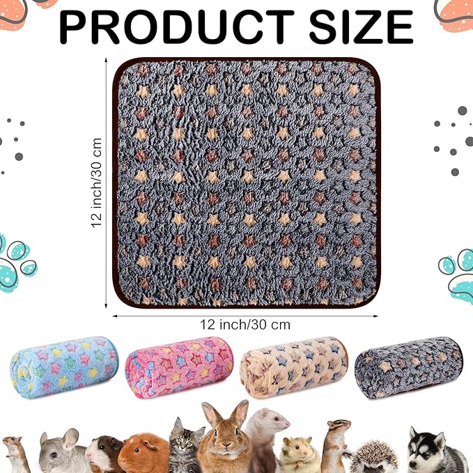 8 Pcs Guinea Pig Bedding Cage Liners Bulk Blankets Small Animal Flannel Throw Bedding Waterproof Absorbent Reusable Pet Pee Sleep Mat Pad Cover for Hamster Ferret(Star,12 x 12 Inch)