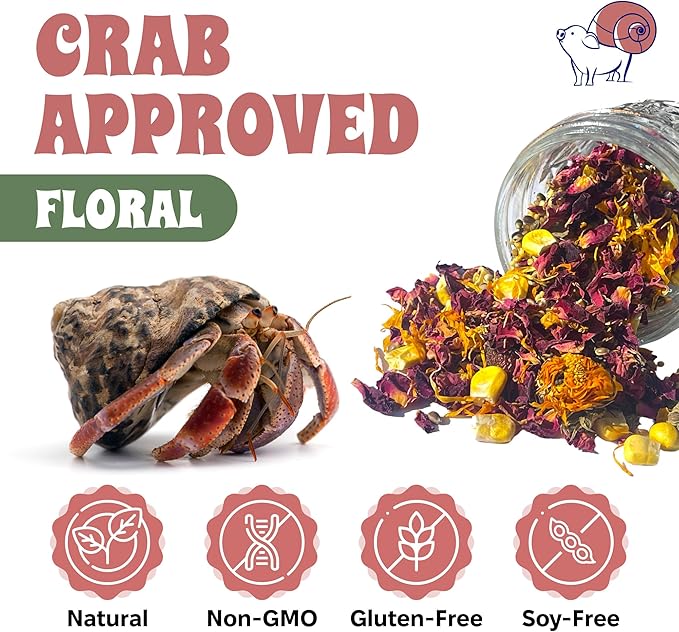 Rose Gold Natural Hermit Crab Food – Rose Petals, Calendula & Sprouted Grains – 39g – Snout and Shell