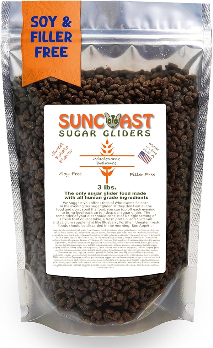 Wholesome Balance Sugar Glider Food - Sweet Potato | 3 lbs of Premium Dense Food for Sugar Gliders and Small Animals - 4 Months Supply