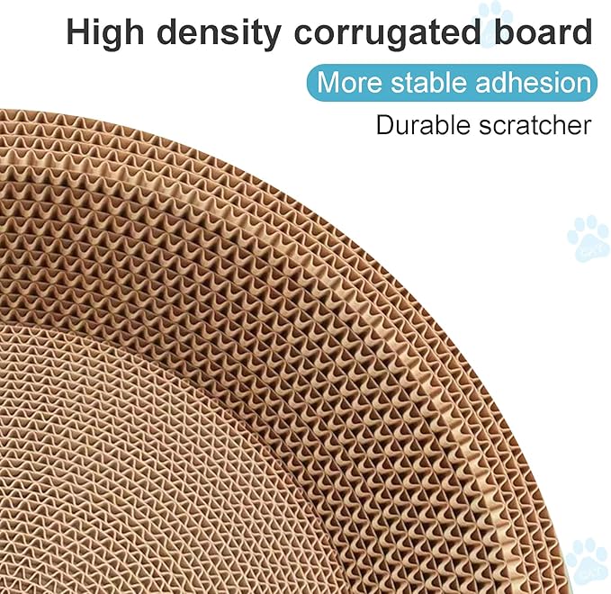 Cat Scratcher, 19.6x12.5 inches Cardboard Cat Scratching Board, Large Cat Scratchers for Indoor Cats, Bowl-Shaped Cat Scratch Pad Bed with Catnip
