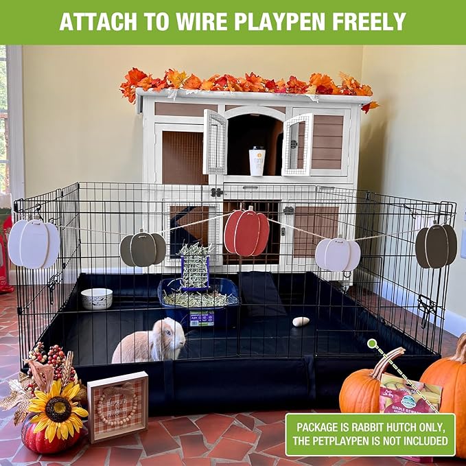 GUTINNEEN Rabbit Hutch Indoor and Outdoor Bunny Cage with Wheels Hamster House Guinea Pig Cages for Small to Medium Animals Waterproof Leakproof Tray