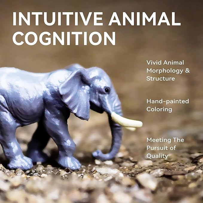 Dotimo Mini Zoo Animals Toys for Kids, 12 Sets of Realistic Wild Animal Figures with 3D Introduction Flash Cards, Montessori Toys, Science Educational Matching Game for Preschool & Toddler 3-5