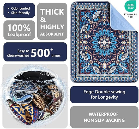 Qeils Washable Pee Pads, Reusable Puppy Pads Super Absorbent Leakproof Dog Training Pads, Non-Slip Wee Wee Pads for Crate, Floor, Potty Pads Feeding Mat Dog Pee 2 Pack 36"x24"