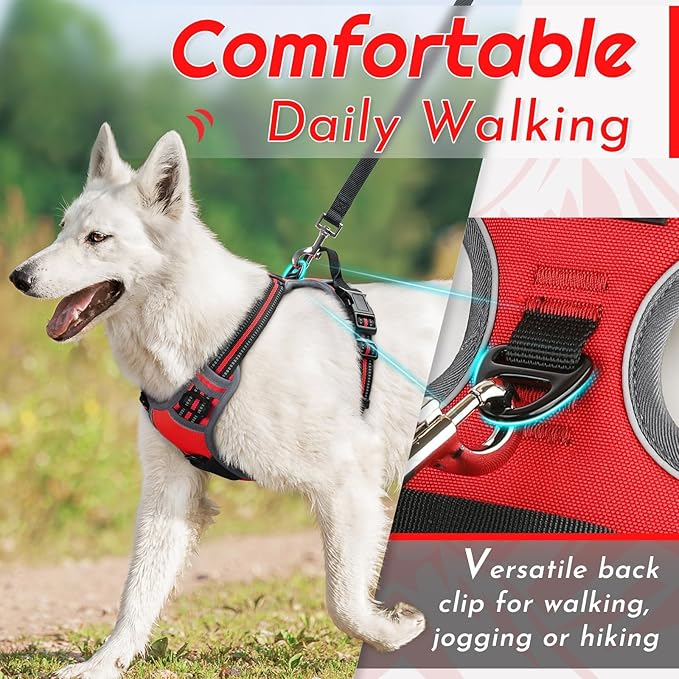 Eagloo Dog Harness for Small Dogs, No Pull Adjustable Service Vest with Control Handle，Red, S