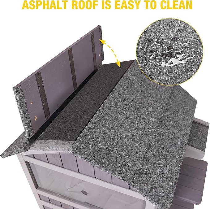 Aivituvin Outdoor Cat House Insulated Two Story Feral Cat Shelter Weatherproof Cat Enclosure for Winter with Escape Doors