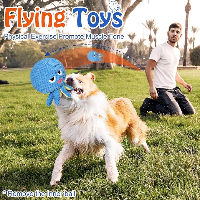 CiyvoLyeen Octopus Interactive Dog Toys to Keep Them Busy with Electric Moving Automatic Ball, Plush Stuffed Funny Cute Puppy Pet Toy for Boredom Christmas Birthday Gift for Small, Medium, Large Dogs