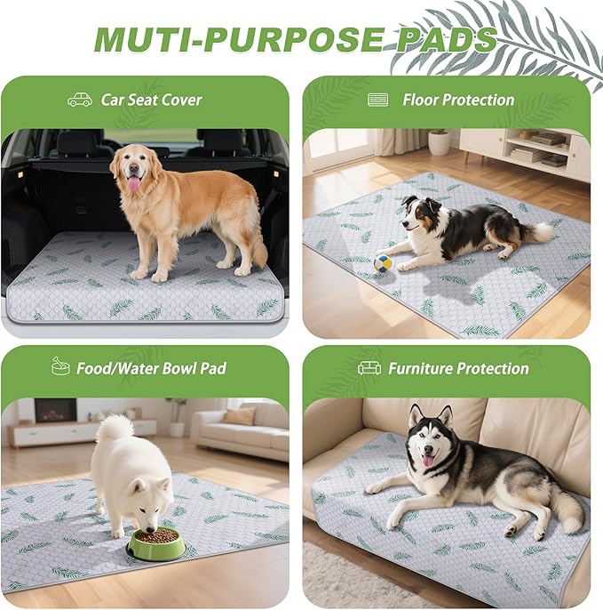 Washable Pee Pads for Dogs, 1Pack Reusable Puppy Pads, Super Absorbent & Leakproof Dog Pads, Anti-Slip Dog Pee Pads for Puppy Training & Incontinence, Leaf Pattern 65"x48"