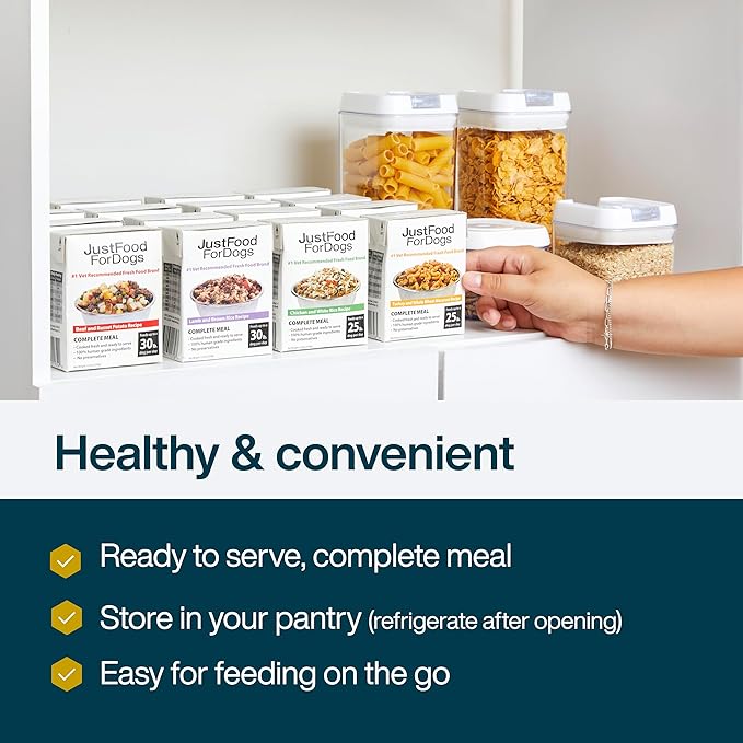 JustFoodForDogs Pantry Fresh Wet Dog Food, Complete Meal or Topper, Chicken & White Rice Human Grade Recipe - 12.5 oz (Pack of 6)