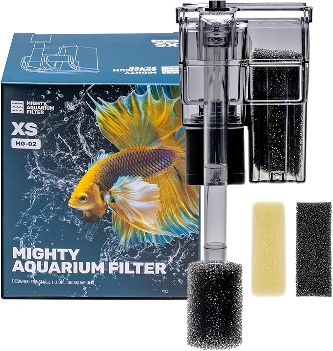 Mighty Aquarium Hang On Back Filter - Aquarium HOB Filter - Adjustable Fish Tank Filter - Aquarium Filters - Nano Aquarium Filter - Fish Aquarium Filter - Hang On Back Aquarium Filter (1-3 Gallons)