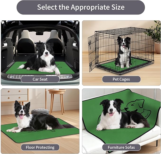 4 Pack Washable Pee Pads for Dogs 18"x24", Reusable Training Puppypads Absorbency Non-Slip & Leak-Proof for Pet Whelping Box Playpen Crate Sofa Bed Floors (Green)