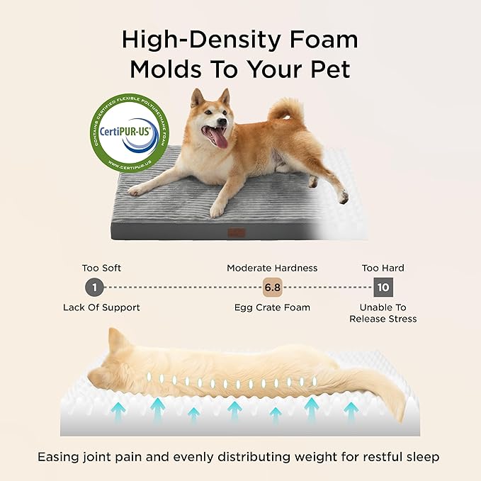 Bedsure XXL Dog Bed for Crate - Extra Large Orthopedic Pet Beds with Removable Machine Washable Cover, NOT Waterproof Egg Crate Foam Puppy Pad, Suitable for Pet Up to 100 lbs, 47"x29"