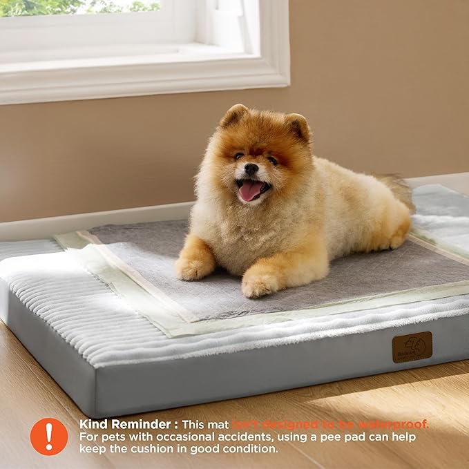 Bedsure Dog Bed Medium Size Dog - Orthopedic Pet Beds with Removable Machine Washable Cover, NOT Waterproof Egg Crate Foam Puppy Pad, Suitable for Pet Up to 35 lbs, 29"x18"