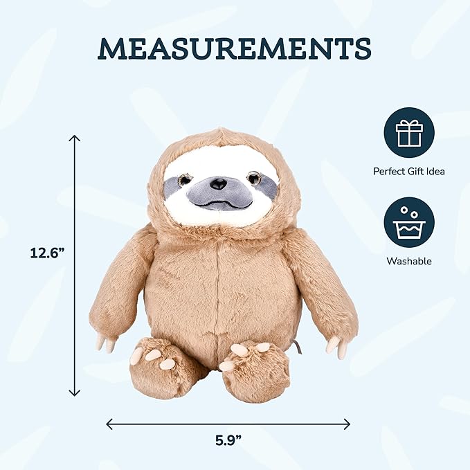 Giant Sloth Stuffed Animal - Ideal Gift for Kids, Adults who are Enthusiasts, Soft, Fluffy Plush and Cuddly Large Sloth with 3 Adorable Baby Sloths - Brown 12.5" x 5.9"
