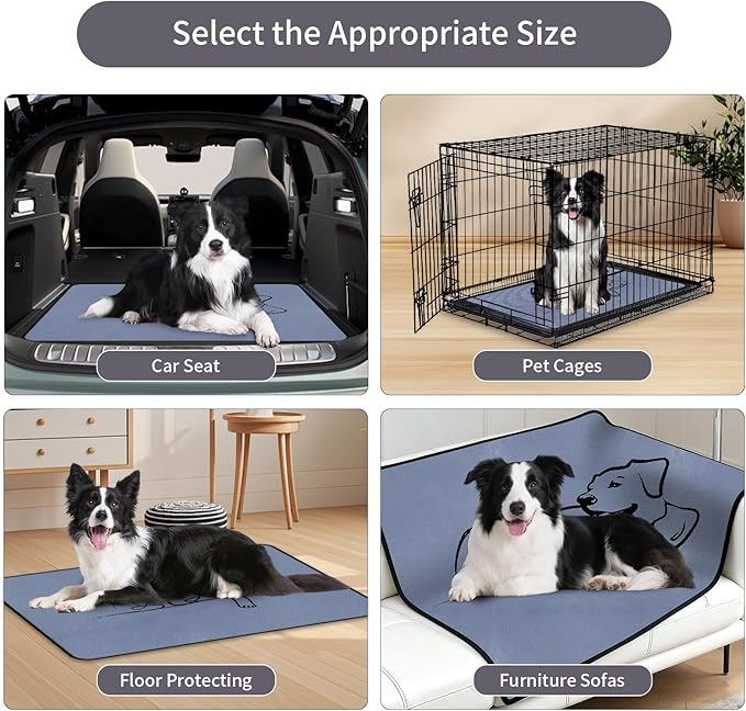 2 Pack Washable Pee Pads for Dogs 24"x24", Reusable Training Puppypads Absorbency Non-Slip & Leak-Proof for Pet Whelping Box Playpen Crate Sofa Bed Floors (Gray)
