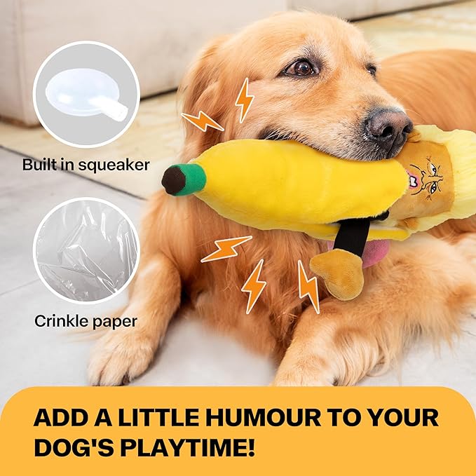 Squeaky Dog Toys with Crinkle Paper Funny Plush Dog Toy Fit Small Medium Large Dogs Hilarious Interactive Dog Toys for Dog Entertainment
