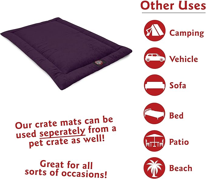 Majestic Pet Dog Crate Mat - Machine Washable Soft Plush Pet Bed Pad for Crates & Kennels | USA Crafted | 30"x21" Villa Aubergine