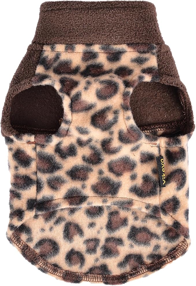Leopard Vest Dog Sweater Fleece Dog Clothes for Small Dogs Boy Girl Warm Pullover Fleece Doggie Sweaters Winter Small Dogs Sweater Coat - Cold Weather Pet Clothes Cat Sweatshirt, XS, Leopard
