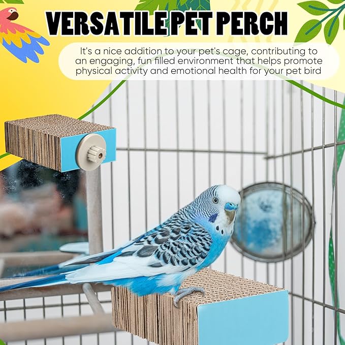 3 Pcs Bird Chew Toys Parrot Perch Cardboard Platform for Cage Bird Paw Grinding Stand Parrot Cage Playground Exercise Toys for Macaws Small Parakeets Budgies Conure Cockatiel (Small)