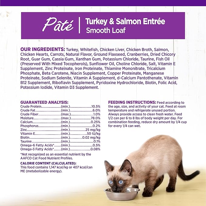 Wellness Complete Health Pate Adult Wet Cat Food, Natural, Protein-Rich, Grain Free, 12.5 Ounce, 12 Pack, (Turkey & Salmon)