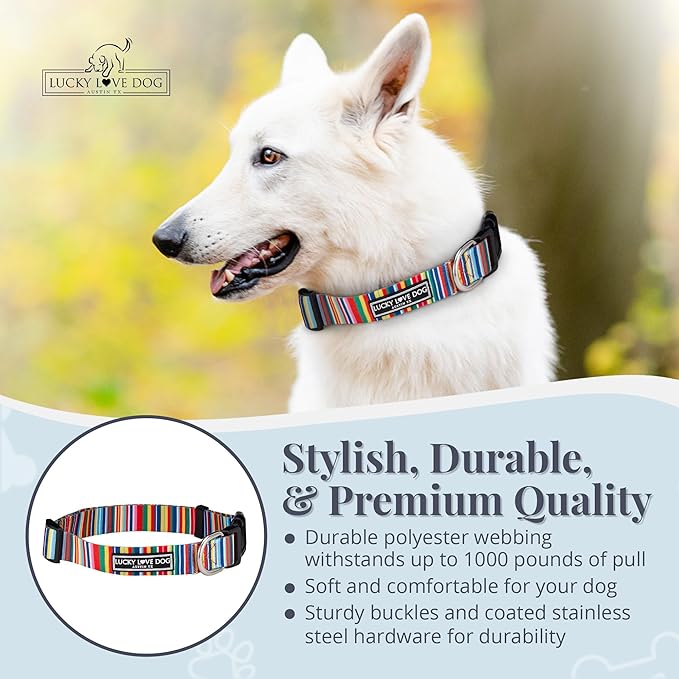 Lucky Love Dog - Adjustable Dog Collar with Easy Click Buckle for Small to Large Ones, Durable, & Comfortable for Male & Female Dogs, Pet Collar for Puppies & Adult Dogs - Hippie, XS