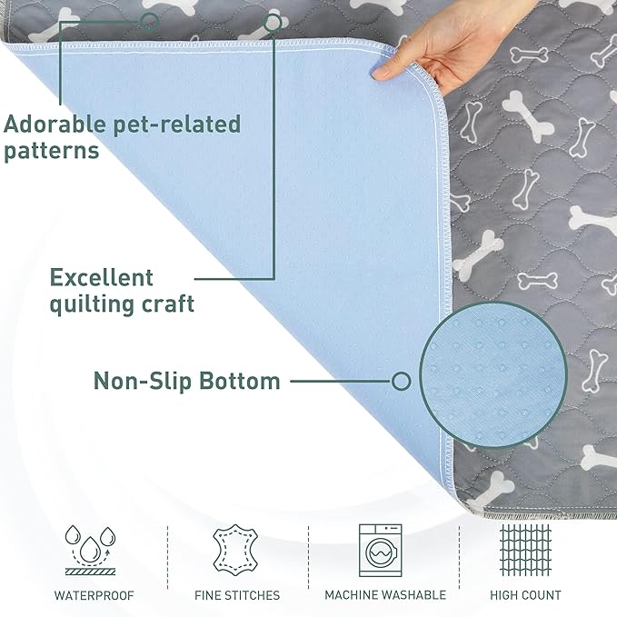 Eterish Reusable Washable Pee Pads for Dogs Large/Extra Large 31'' x 36'' 4 Pack, Absorbent Pet Puppy Dog Training Pads Non-Slip, Waterproof Whelping Potty Pads for Dogs Leak-Proof