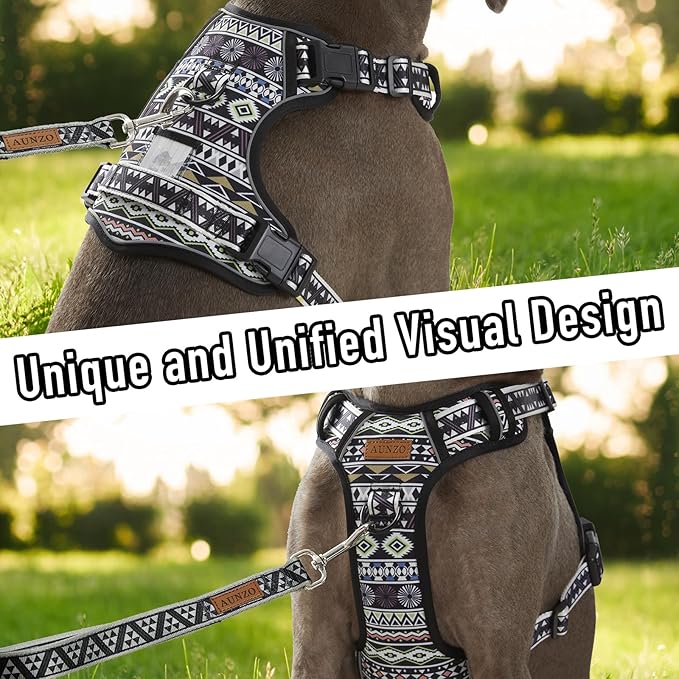 Dog Harness Medium Sized Dog, No Pull Pet Harness, Adjustable Dog Vest for Easy Walking, Breathable Oxford Material, Reflective Strips with Metal Front Clip Control, Black M
