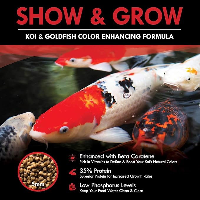 HALF OFF PONDS Show and Grow Koi and Goldfish Color Enhancing and Protein Food 5 lb Bag - KOISG-005