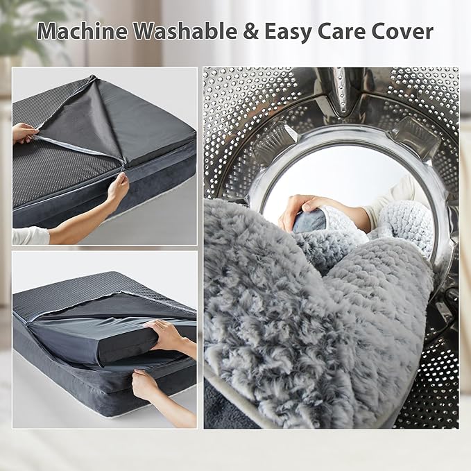 WNPETHOME Orthopedic Dog Beds for Large Dogs, Waterproof Memory Foam Large Dog Bed with Sides, Non-Slip Bottom and Egg-Crate Foam Big Pet Couch Bed with Washable Removable Cover