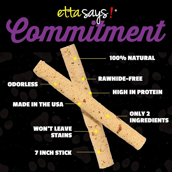 etta says! 7" Select Crunchy Dog Chews - Rawhide-Free Dog Treats - Made in The USA - Odor-Free, All-Natural Ingredients - for Moderate Chewers - Liver - 10 Pack