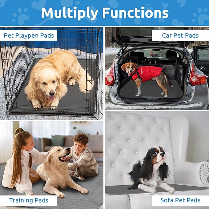 Washable Reusable Dog Pee Pads, 34"x52" (2 Pack) Absorbent & Waterproof Puppy Training Pad for Crate, Playpen & Carpet, Large Potty Pads for Dogs, Cats & Small Pets