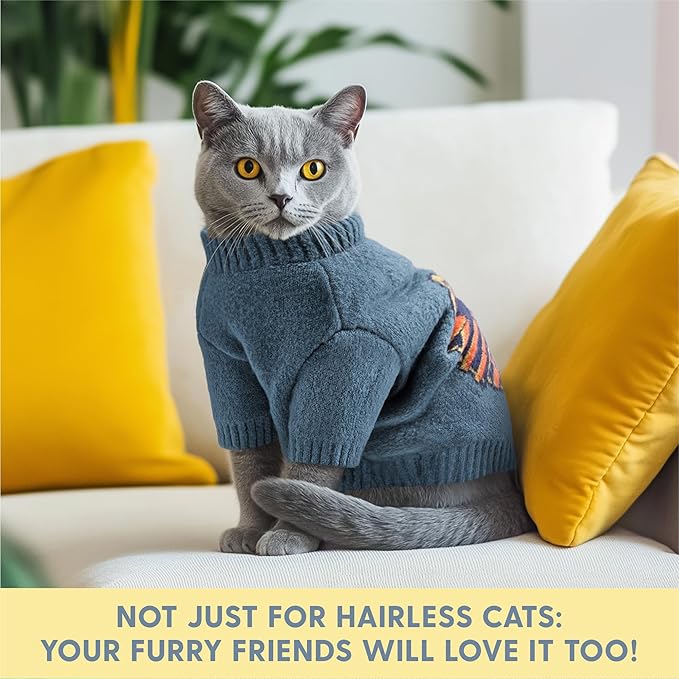 The Cat Ladies Sphynx Cat Sweater - Comfortable and Stylish Kitty Sweaters for Cats Only - Warm Cat Apparel Supplies - Shirt Designed for Hairless Cats - Sphynx Cat Clothes - M