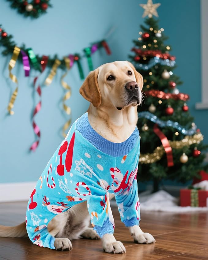 PET SHOW 4 Pack Dog Christmas Pajamas Holiday Dog Clothes for Small Medium Dogs Girl Boy Soft Stretchy PJs Xmas Jumpsuit Puppy Onesies Red Green Outfits with Sleeve Pets Dachshund Costume XXL