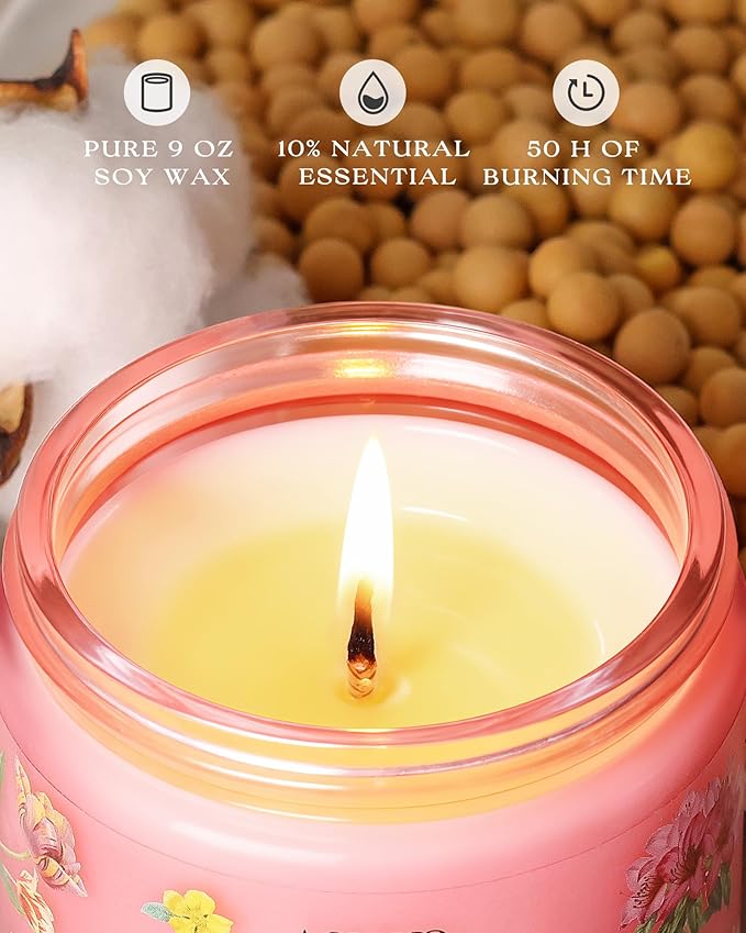 AOOVOO Pet Odor Eliminator Candle - Blossom Odor Eliminating Candle, Highly Fragranced Air Freshing Scented Candles, Natural Soy Wax, 9 oz