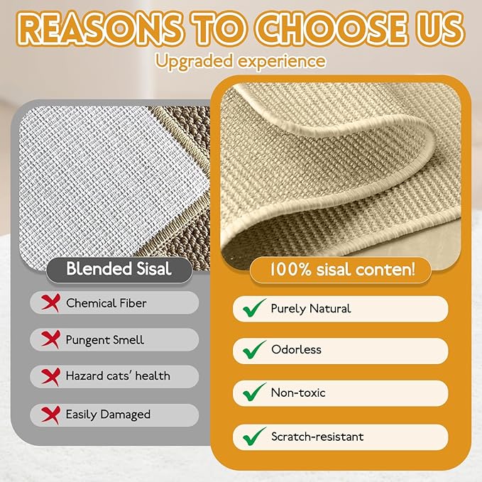 Cat Scratcher,Cat Scratchers for Indoor Cats Scratch Pad with Natural Sisal，Wooden Cat Furniture Cat Scratching Board（27.5"X16.3"X6.3"）