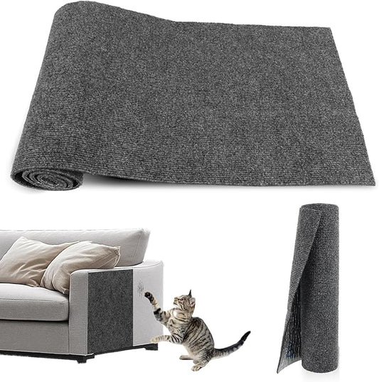 Self-Adhesive Cat Scratch Mat Trimmable Cat Scratching Post Carpet 79in Durable Carpet Mat Pad Replacement for Cat Tree Shelves Post Couch, Furniture, Walls & Doors DIY Cat Climbing Mat(Dark Gray)