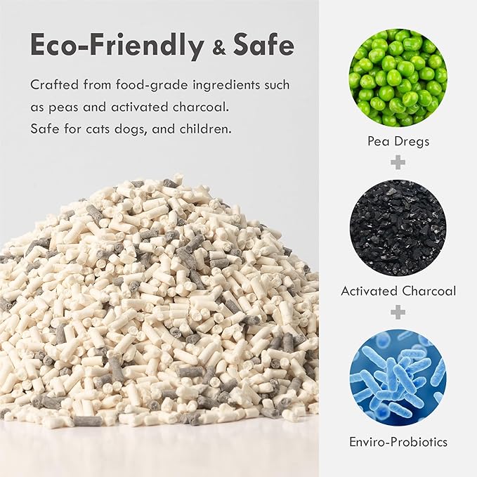 Lady N Granular Tofu Cat Litter Mini-Pellet Compatible with Automatic Self Cleaning Cat Litter Box, Strong Clumping Ultra Absorbent, Low Tracking, Odor Control Activated Charcoal 9lb