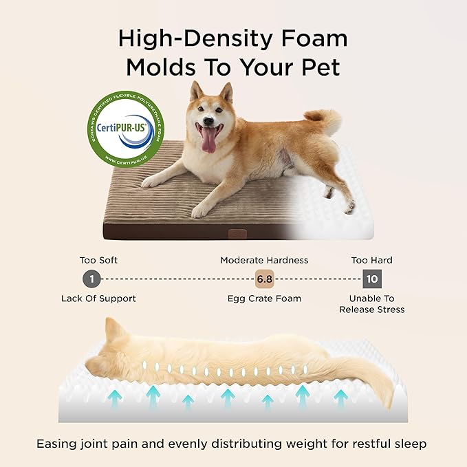 Bedsure XL Dog Bed for Crate - Large Orthopedic Pet Beds with Removable Machine Washable Cover, NOT Waterproof Egg Crate Foam Puppy Pad, Suitable for Pet Up to 80 lbs, 41"x27"