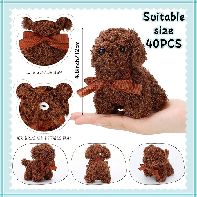 Liliful 40 Pcs 5 Inches Mini Plush Dogs Small Stuffed Dog Bulk Plush Toy Adopt a Dog Party Favors Stuffed Animal Puppy for Gift Bag Fillers Back to School Party Favor Gift Carnival Prize
