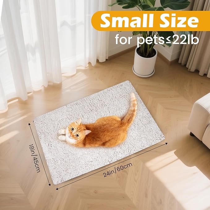 Self Warming Cat Bed, Self Heating Mat for Dog, Extra Warm Thermal Pet Pad with Non-Slip Bottom, Removable Washable Cover for Indoor Outdoor Non Electric (Khaki, 18x24in)