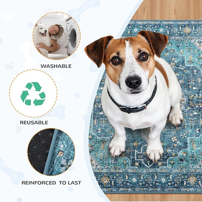 Lahome Reusable Washable Puppy Pads - 2 Pack Super Absorbent & Waterproof Dog Training Mats for Potty, Crate and Floor - Leakproof Pee Pads with Non-Slip Backing (Blue, 36"x48")