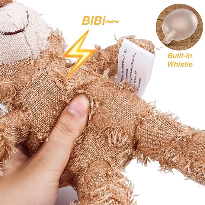 MAXBECK Dog Companion for Heavy Chewers- Indestructible Robust Bear Dog Toy, Resistant Squeaky Dog Toys for Heavy Chewers, Unbreakable Stuffed Plush Dog Toys for Aggressive Chewers (C-Navy+Oak)