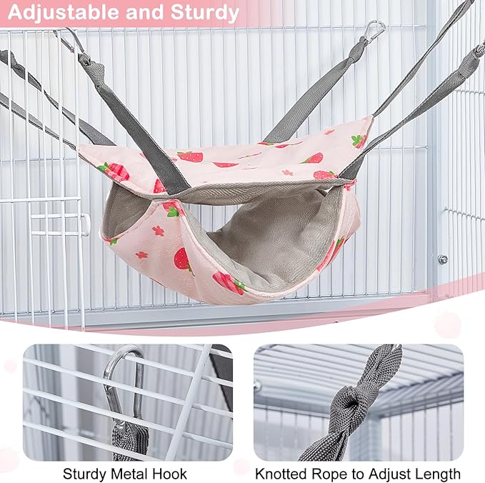 Glittme Ferret Hammock 4 Pack Ferret Cage Accessories Washable Rat Hammock Soft Guinea Pig Hammock for Ferrets, Rat, Sugar Glider, Squirrel