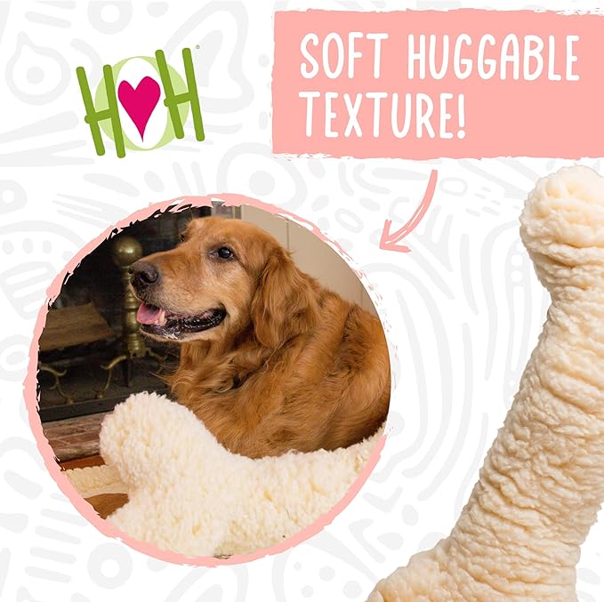 HuggleHounds Plush Bone Dog Toy - Dog Fuzzy Bone Toy, Fuzzy Soft Fleece, Durable Stuffed Dog Toy for Large Breeds, Puppies, Faux Sheepskin - 12" HuggleFleece Bones (3 Pack)