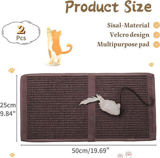 JanYoo 2 Pieces Cat Scratcher Mat for Table Leg Sisal Cat Scratching Pad Scratch Mat for Cat Scratch Pad Rug 19.69 × 9.84 in(Brown)