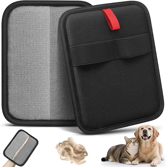 2 Pcs Pet Hair Removal Gloves, Reusable Pet Hair Remover, Electrostatic Cat & Dog Hair Remover for Couch, Furniture, Carpet, Curtain, Washable Cat Grooming Gloves, Animal Fur Remover Tool